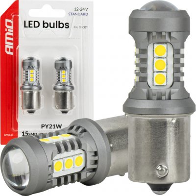 LED žárovky STANDARD BAU15S PY21W 3030 15SMD White 12/24V AMIO-05001 – Hledejceny.cz