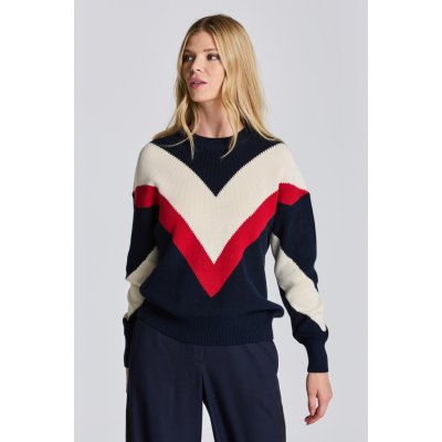 Gant svetr D1. COLOR BLOCK C NECK modrá – Zboží Mobilmania