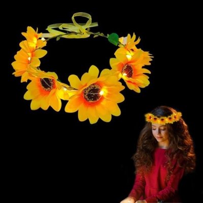 LED slunečnicová čelenka, květinová korunka, čelenka květinový věnec, LED květinové čelenky se – Hledejceny.cz