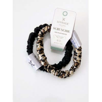 LOVESILK_ Hedvábná gumička tenká černá, leopard set – Zboží Mobilmania