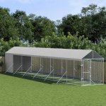 vidaXL Venkovní psí kotec se střechou stříbrný 200 x 1400 x 250 cm – Zboží Dáma