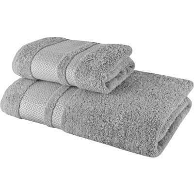EMI sada 2 kusů bavlněné osušky a ručníku Ates šedá 50x90 + 90x165 – Zboží Mobilmania
