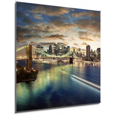 Skleněný obraz 1D - 50 x 50 cm - Amazing New York cityscape - taken after sunset Úžasný panoráma města New York – Hledejceny.cz