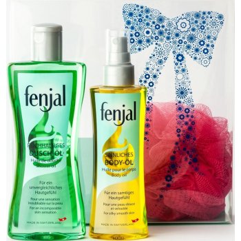 Fenjal Oil sprchový olej 200 ml + tělový olej 150 ml + masážní žínka dárková sada