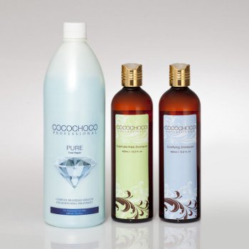 Cocochoco Brazilský Keratin pure 250 ml + čisticí 400 ml + Bezsulfátový šampon 400 ml dárková sada