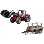 Bruder 2046 Massey Ferguson 7480 s čelním nakladačem a přepravníkem dřeva 1:16 – Hledejceny.cz
