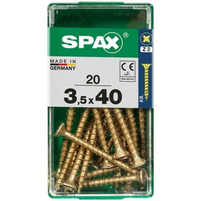 Spax Uni vrut zápust.hlava PZ/Z2 4CUT a plným závitem Yellox 35 x 40 mm 20 ks – Hledejceny.cz