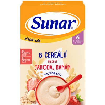 Sunar mléčná kaše 8 cereálií jahoda banán 340 g – Zboží Dáma