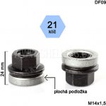 Kolová matice M14x1,5 otevřená s plochou podložkou, Ford, klíč 21, DF09, výška 24 | Zboží Auto