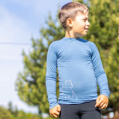 Tarua dlouhý rukáv blankytné s vlkem – Zboží Mobilmania