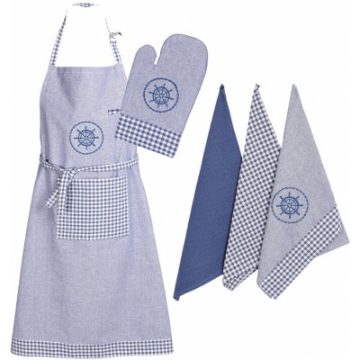 Forbyt kuchyňská zástěra 2203 Kruha a káro modrá 70x90cm – Sleviste.cz