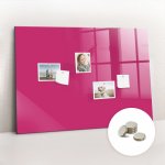 tulup Magnetická Tabule na Zeď Skleněná - Memo Board Kleněnou Přední Stranou - 5 magnetů v balení - 70 x 100 cm - Barva silně růžová – Zboží Mobilmania