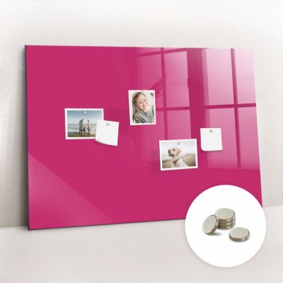 tulup Magnetická Tabule na Zeď Skleněná - Memo Board Kleněnou Přední Stranou - 5 magnetů v balení - 70 x 100 cm - Barva silně růžová
