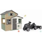 Smoby Set domeček Přátel ekologický a traktor na šlapání Friends Evo Playhouse Green rozšiřitelný s přívěsem Farmer XL Black – Zbozi.Blesk.cz