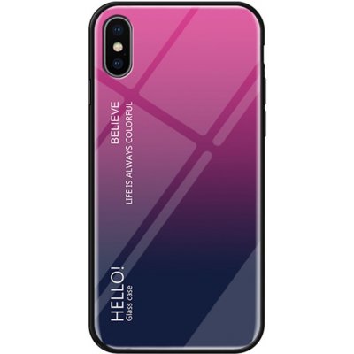 Pouzdro AppleMix Apple iPhone X/Xs - sklo / guma - růžové