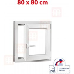 Okna Hned Plastové okno 80 x 80 cm (800 x 800 mm) bílé otevíravé i sklopné pravé