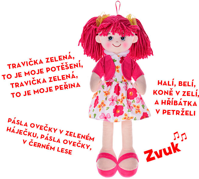 Teddies Nanynka hadrová 50 cm česky mluvící růžová