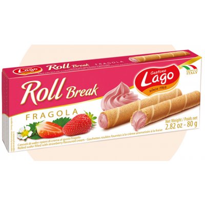 Gastone Lago Roll Break plněné trubičky s příchutí jahod 80 g – Zboží Dáma