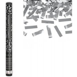 Partydeco vystřelovací konfety stříbrné 60 cm