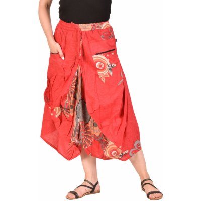 Sanu Babu dlouhá balonová sukně s potiskem, pružný pas a kapsy červená