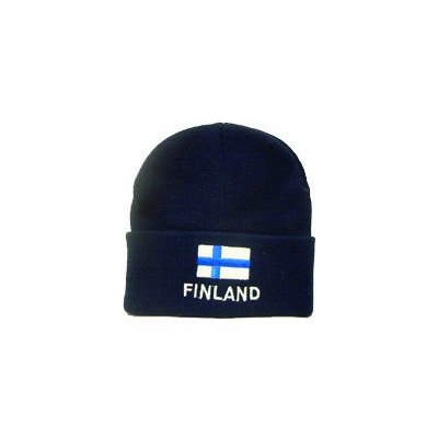 Pletená čepice FINLAND s vlajkou – Hledejceny.cz