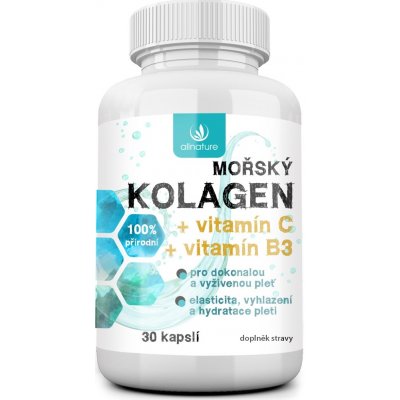 Allnature Mořský kolagen + vitamin C + vitamin B3 30 kapslí