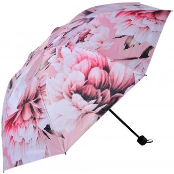 Clayre & Eef skládací deštník do kabelky s květy růžový