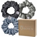 Hedvábná gumička do vlasů Qrown šedá 3 ks – Zboží Mobilmania