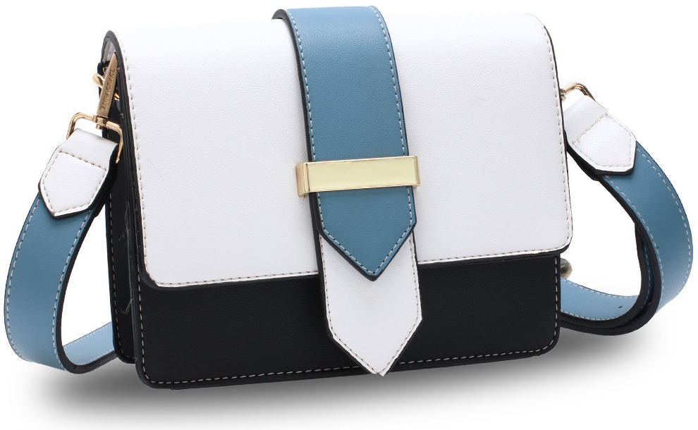 L&S Bílá černá modrá crossbody kabelka přes rameno LS-AG00692 WHITE/BLACK/BLUE