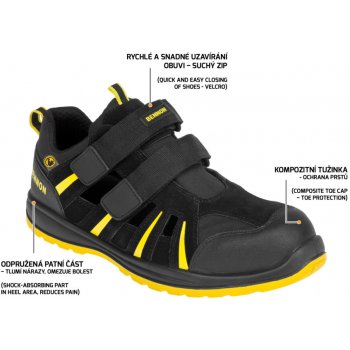 Bennon RIBBON S1 ESD sandál Černo-žlutá