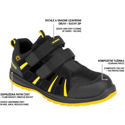 Bennon RIBBON S1 ESD sandál Černo-žlutá – Zboží Mobilmania