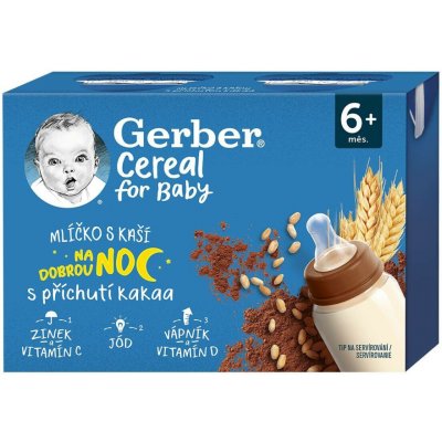 Gerber Cereal mlíčko s kaší na dobrou noc kakao 2 x 200 ml – Sleviste.cz