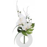 Atmosphera Umělá orchidej v bílé barvě, bílá květináč, 44 x 36 x 16 cm