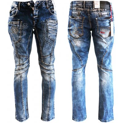 Cipo & Baxx kalhoty pánské CD418 trendy prošívání jeans – Zboží Dáma