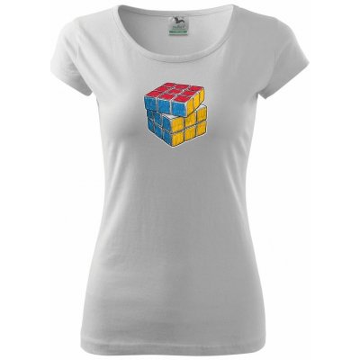 Rubikova kostka kreslená pure dámské triko bílá