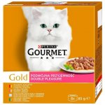 Gourmet Gold multipack rybí a masový výběr hovězí kuře králík mořské ryby kachna krůta ve šťávě 8 x 85 g – Zbozi.Blesk.cz