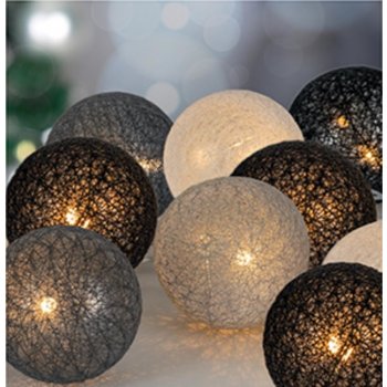 MagicHome Bavlněné koule řetěz 3 odstíny 10 LED PE bavlna 2xAA jednoduché světlo svítící D-1,35 m