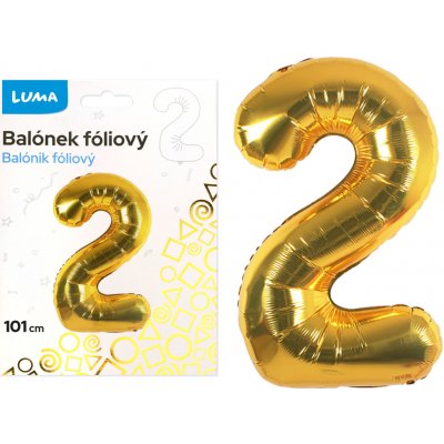 LUMA Balónek foliový č. 2 ZLATÝ 101 cm – Zboží Dáma