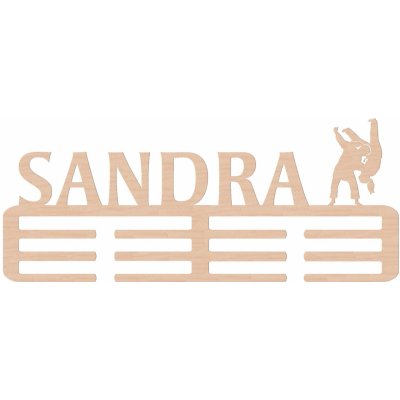 ČistéDřevo Dřevěný věšák na medaile judo Zvolte Žena – Zboží Dáma