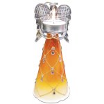 skleněný anděl 20cm,na 1 čajovou svíčku oranžový – Zboží Dáma