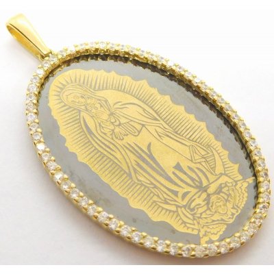 Klenoty Budín Obrovská gravírovaná zlatá madonka se zirkony HK3084 – Zboží Mobilmania