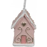 Clayre & Eef Závěsná růžová ozdoba perníková chaloupka Gingerbread House 4*4*6 cm – Hledejceny.cz