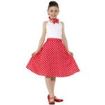Dívčí puntíkovaná sukně z 50. let červená – Zboží Mobilmania