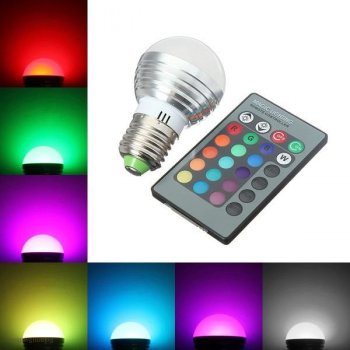 RGB LED žárovka 3W kulatá E27