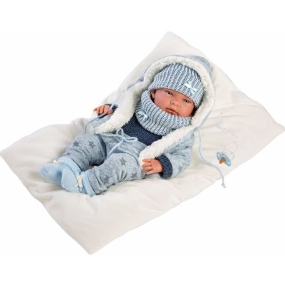 Llorens 73881 NEW BORN CHLAPEČEK realistická panenka miminko s celovinylovým tělem 40 cm – Zboží Mobilmania