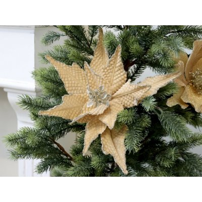 Jantarová vánoční ozdoba květina hvězda Poinsettia na klipu 25*6 cm Chic Antique – Hledejceny.cz