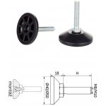 ø-40mm; M8x20mm; H-20mm, čierna,Bezkĺbová plastová nivelačná nožička; závitovo-nastavitelná.