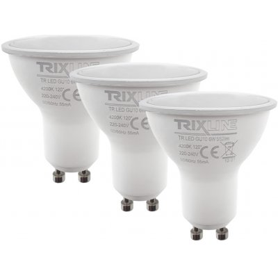 Trixline LED žárovka 6W GU10 neutrální bílá 3 PACK – Zboží Živě