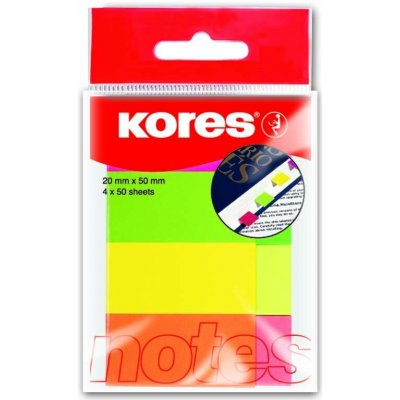 Záložky samolepicí Kores 50 x 20 mm, 4 x 50 ks – Hledejceny.cz