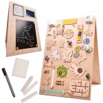 Kik KX4627 Dřevěná oboustranná manipulační tabule ZOO zvířata – Sleviste.cz